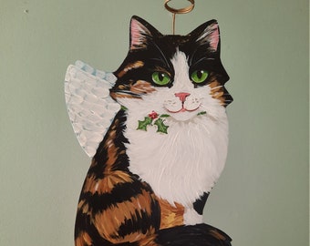 Calico Tortoiseshell Cat Tree Topper, Christmas Tree Topper, Cat Angel