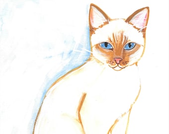 Flame Point Siamese Cat Print, Instant Download, 5 x 7, 8 x 10