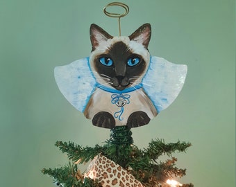 Siamese Cat Tree Topper, Cat Christmas Tree Topper, Cat Lover Gift