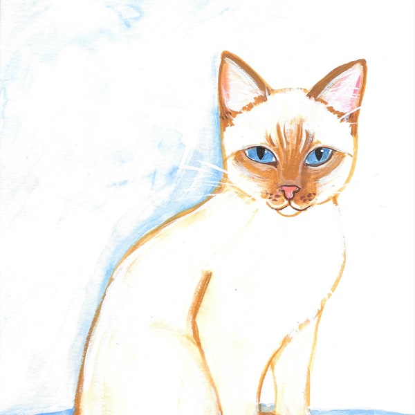 Flame Point Siamese Cat Print, Instant Download, 5 x 7, 8 x 10