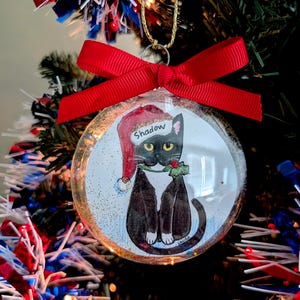 Personalized Tuxedo Cat Christmas Ornament: Bauble