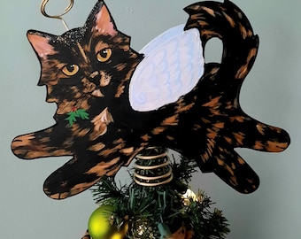 Tortoiseshell Cat Angel, Tree Topper, Full Size Trees
