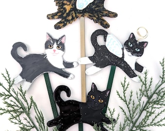 Hand Painted Cat Plant Stake: Metal Garden Art; Custom Available
