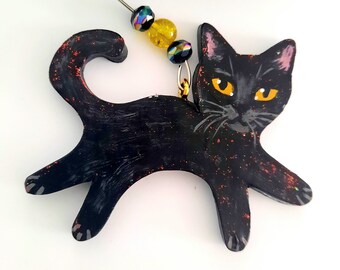 Black Cat Ornament, Personalized Cat, Cat Christmas Ornament