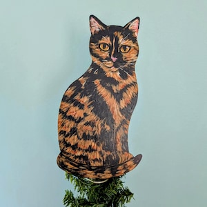Tortoiseshell Cat Christmas Tree Topper: Hand-Painted Pet Memorial