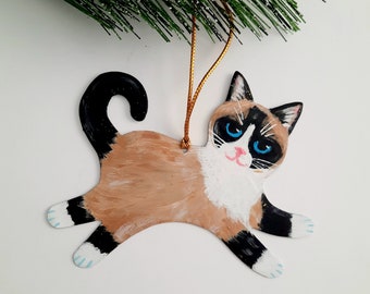 Snowshoe Cat Ornament, Personalized Cat Ornament, Cat Lover Gift