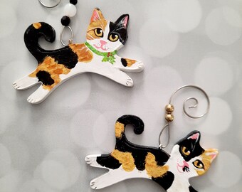 Calico Cat Mini Ornament, Personalized Cat Memorial, Cat Christmas Ornament Cute for Smaller Trees
