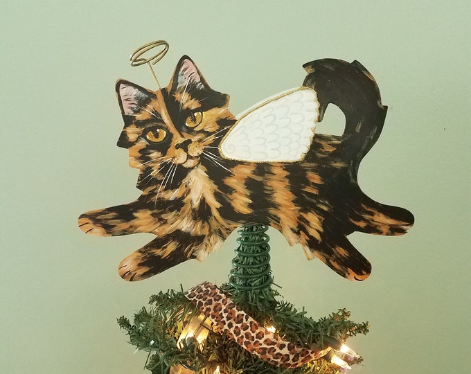Tortoiseshell Cat Angel Tree Topper Tortie Cat Christmas Etsy
