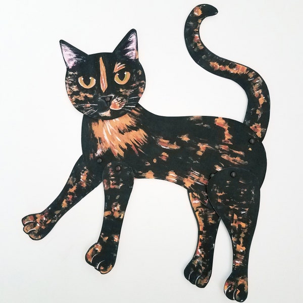 Tortoiseshell Cat Printable, Articulated Paper Doll, Instant DIY Download