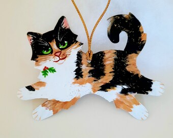Calico Cat Ornament, Personalized Cat Ornament, Cat Lover Gift