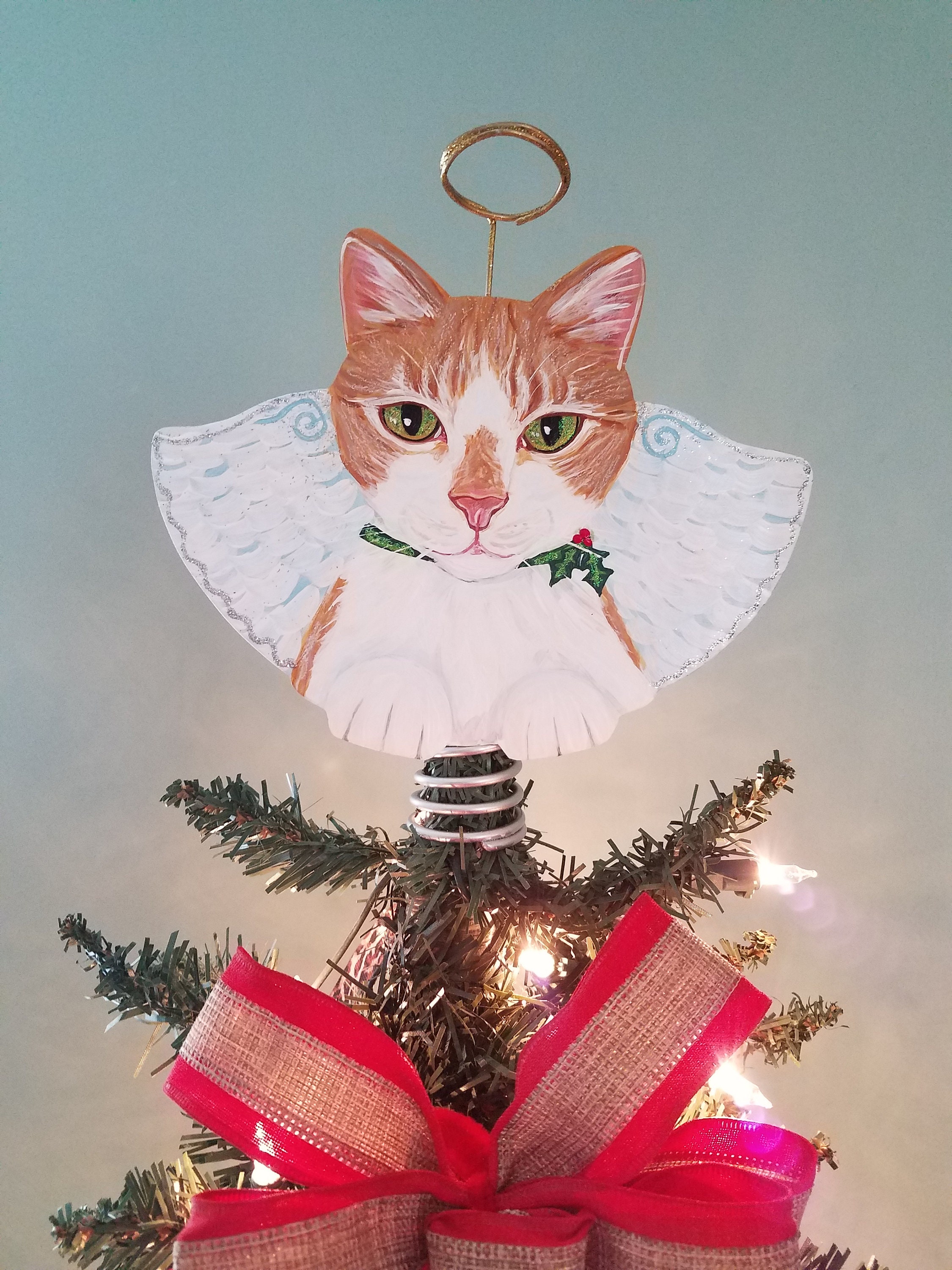 Custom Cat Christmas Tree Topper Cat Tree Topper Gato Etsy