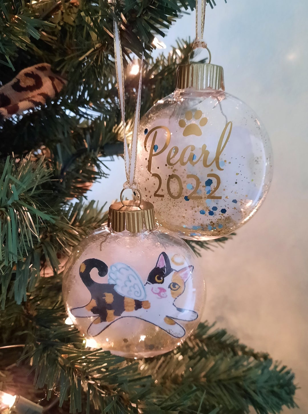 Calico Cat Angel Ornament Personalized Cat Cat Christmas Etsy