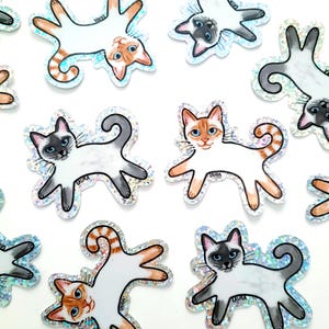 Siamese Cat Glitter Sticker: Flame Point, Gray Point