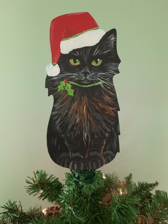 Black Cat Tree Topper Cat Christmas Tree Topper Cat in a Etsy