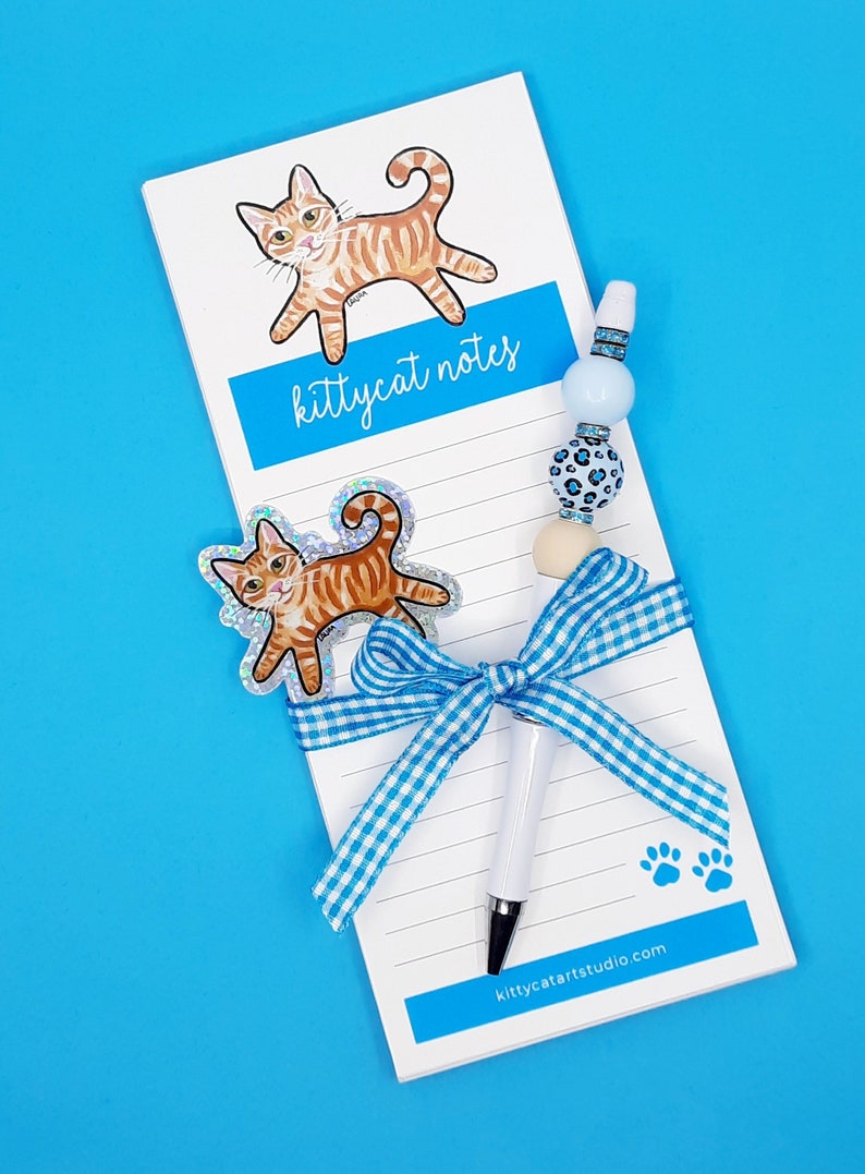 Cat Gift Set, Orange Tabby Cat Pen and Paper Set, Cat Notepad, Cat ...