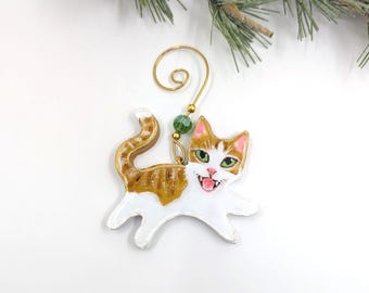 Cranky Creamsicle Cat Ornament: Handmade Polymer Clay