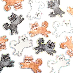 Persian Cat Glitter Stickers: Original Artwork, Cat Lover Gift
