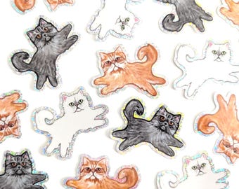Persian Cat Glitter Stickers: Original Artwork, Cat Lover Gift