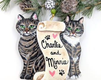 Personalized Pet Ornament: Hand-Painted Polymer Clay Scroll Design