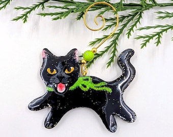 Crying Kitten: Black Cat Handmade Ornament