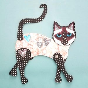 Siamese Cat Paper Doll, Articulated Paper Doll, Physical Mailed Version