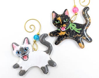 The Cranky Kittens: Handmade Cat Ornaments, Siamese, Tortoiseshell, Polymer Clay Art