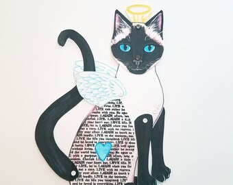 Siamese Cat Printable, Articulated Paper Doll, Siamese Angel, Instant DIY Download