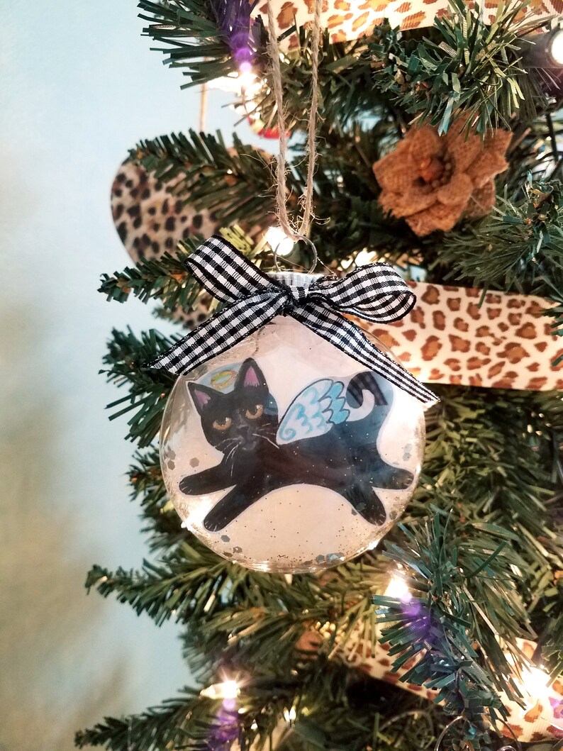 Black Cat Memorial Ornament Personalized Cat Christmas Etsy