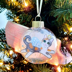 Dilute Calico Cat Angel: Personalized Christmas Ornament