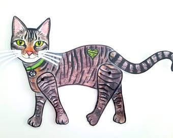 Gato atigrado imprimible, muñeca de papel articulada, descarga instantánea