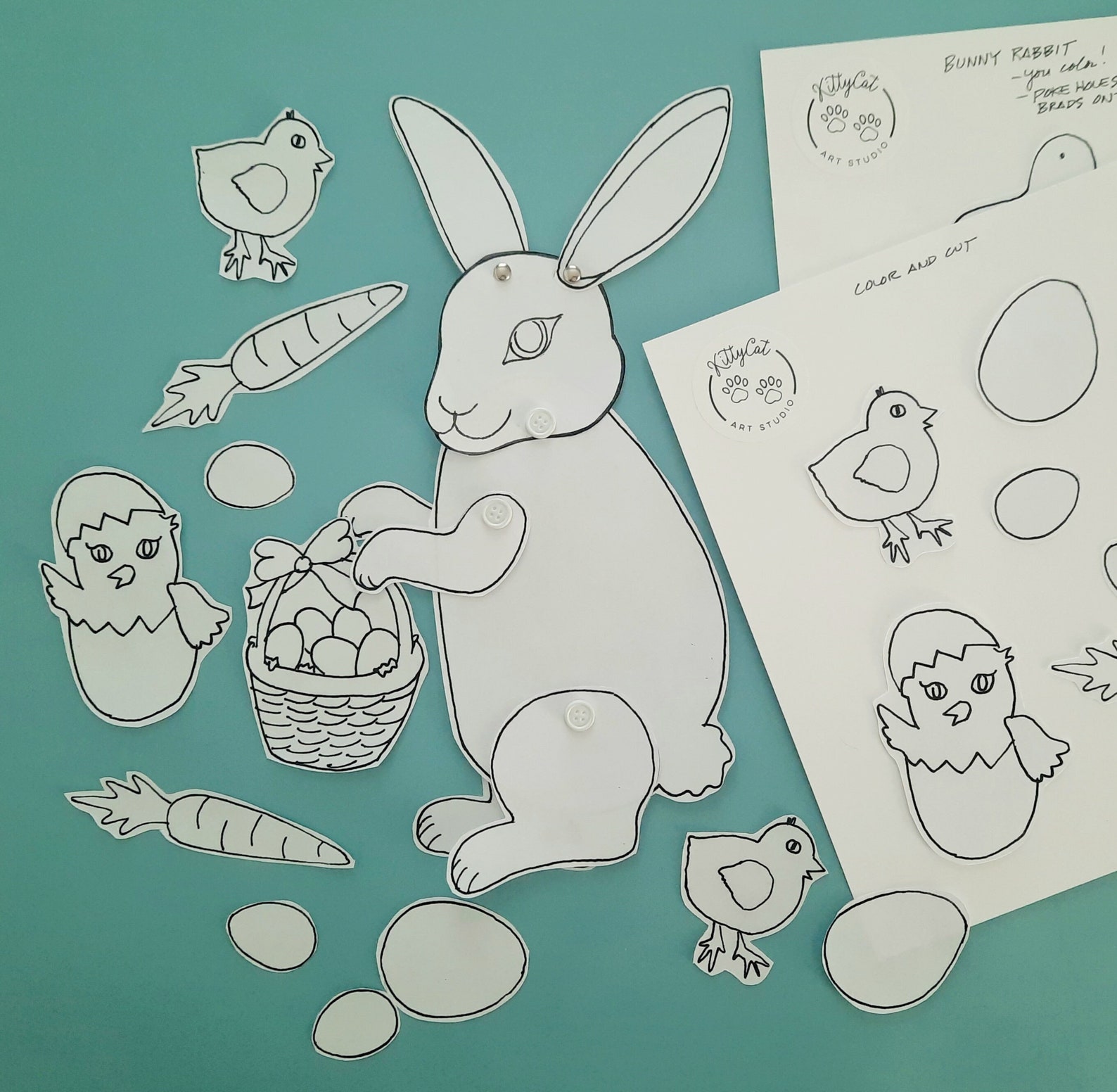 Bunny Rabbit Paper Doll Printable You Cut and Color - Etsy
