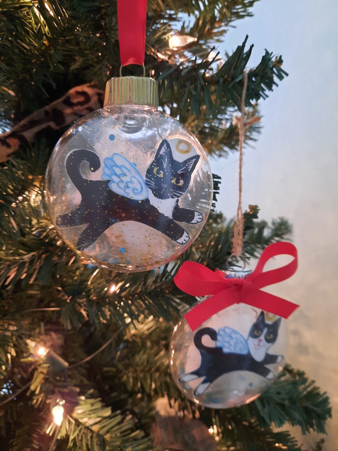 Tuxedo Cat Memorial Ornament, Personalized Cat, Cat Christmas Ornament