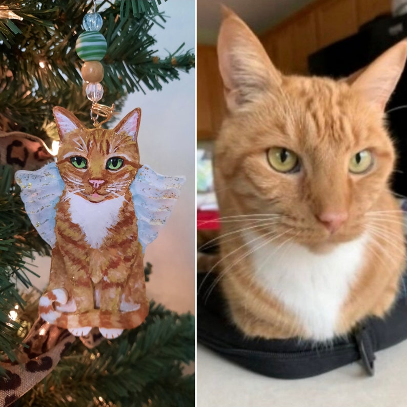Custom Cat Ornament, Cat Angel, Cat Memorial, Cat Christmas Ornament, Personalized Cat, Family Gift image 5