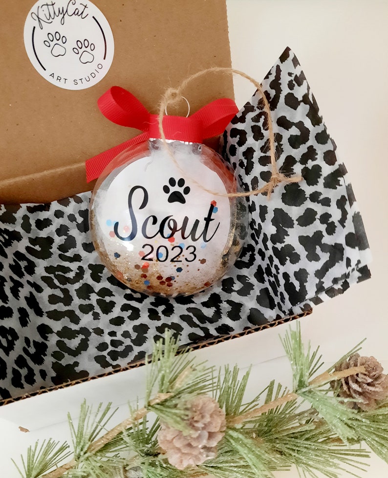 Black Cat Ornament, Cat Christmas Ornament, Personalized Gift for Cat