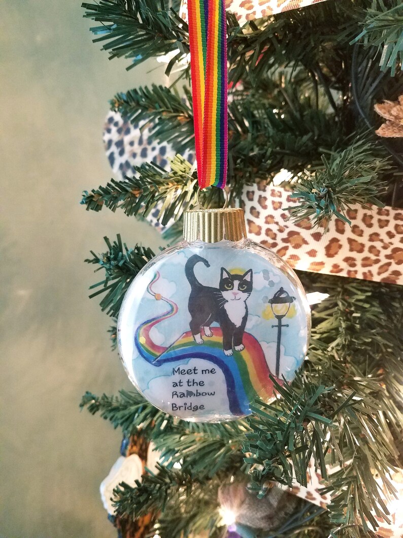 Tuxedo Cat Rainbow Bridge Ornament Cat Memorial Ornament Etsy
