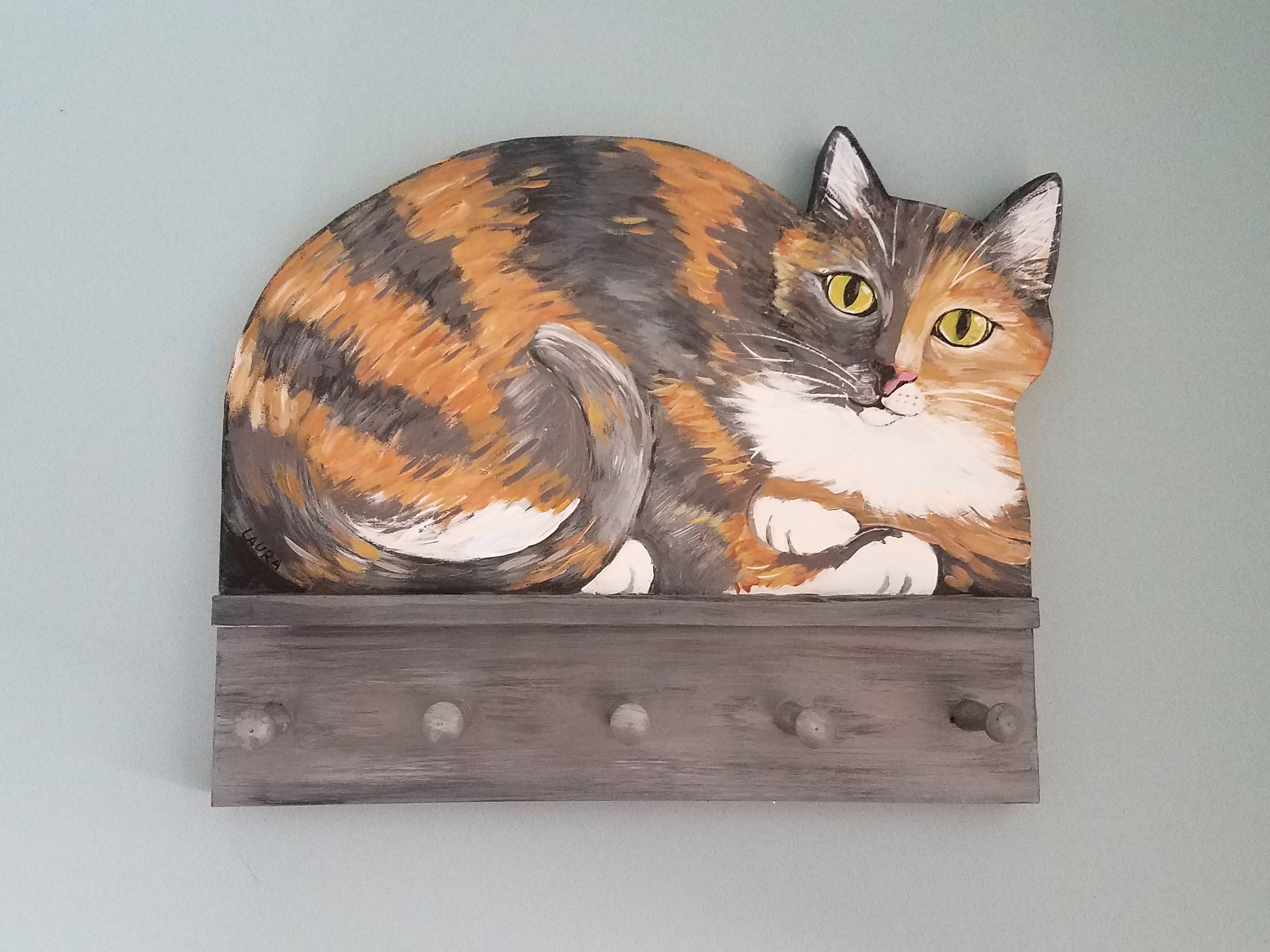 Calico Cat Key Holder Cat Wall Art Key Hanger Gift for Etsy