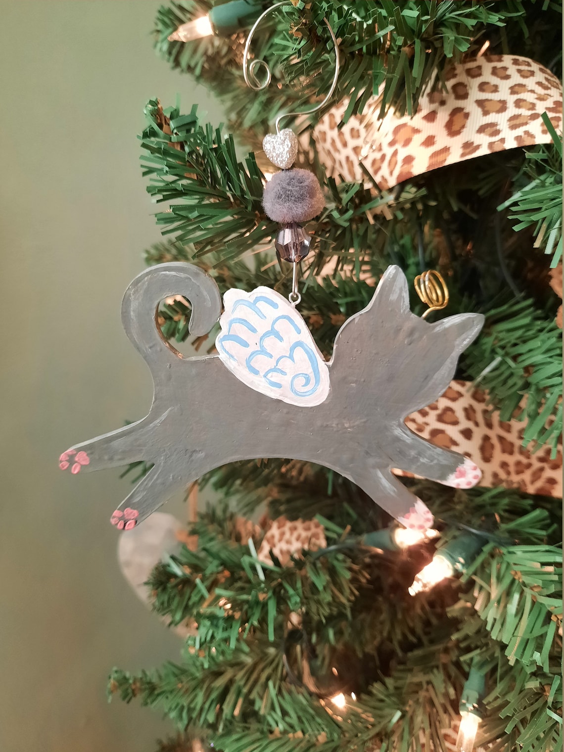 Gray Tuxedo Cat Memorial Ornament Personalized Cat Gift Etsy