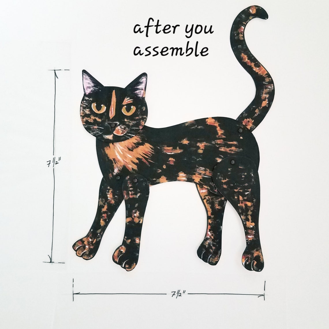Tortoiseshell Cat Printable Articulated Paper Doll Instant | Etsy