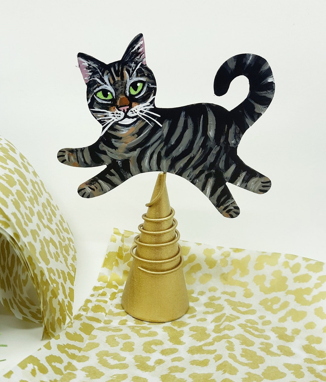 Mini Cat Tree Topper Tabby Cat Cat Figurine Tabby Cat Etsy