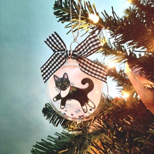 Tuxedo Cat Ornament, Cat Christmas Ornament, Personalized Gift for Cat Lover