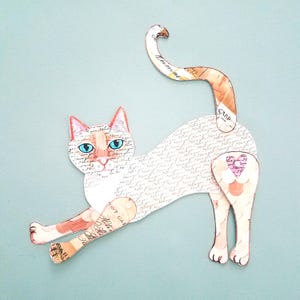 Utskrivbar siamesisk katt med flammapunkt, ledad pappersdocka, direkt DIY-nedladdning