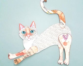 Gato siamés de punta de llama imprimible, muñeca de papel articulada, descarga instantánea
