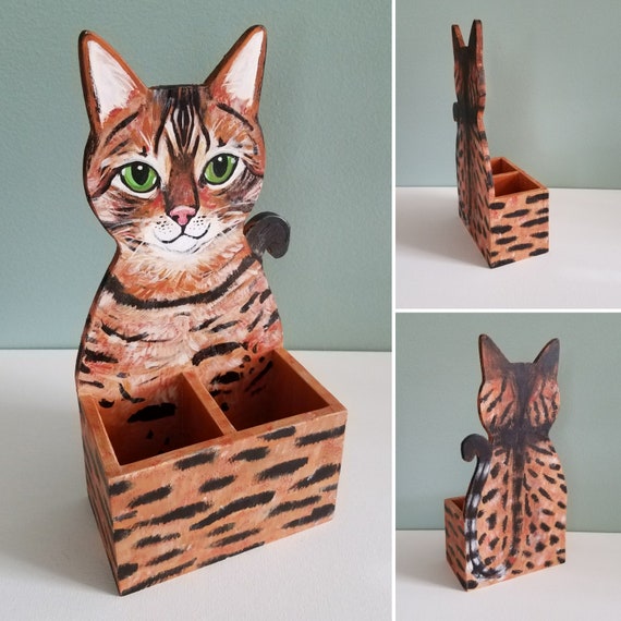 Custom Cat Pencil Holder Cat Desk Accessory Cat Lover Gift Etsy
