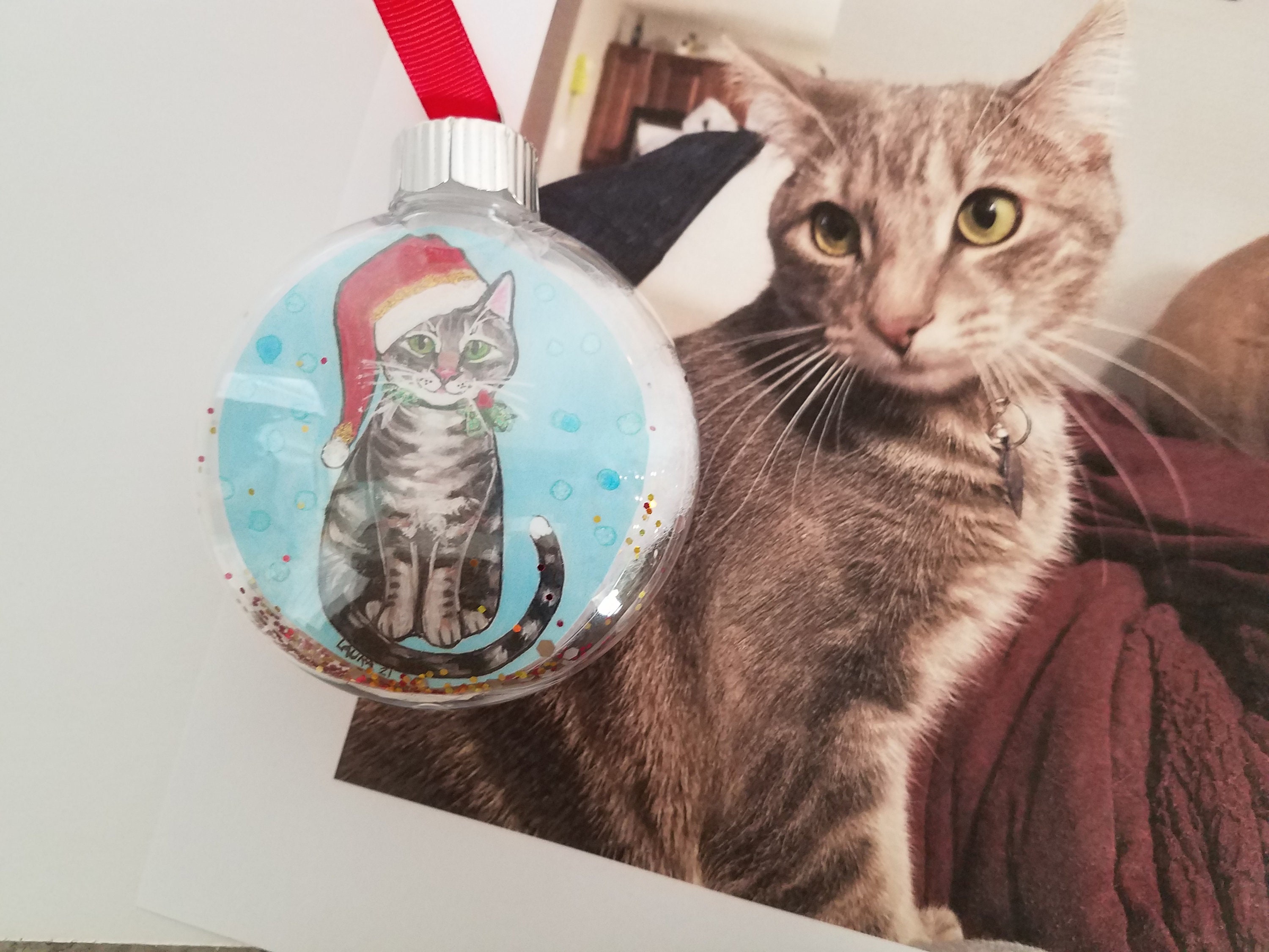 Custom Cat Ornament Cat Christmas Ornament Personalized Pet Etsy Cat Ornaments Christmas