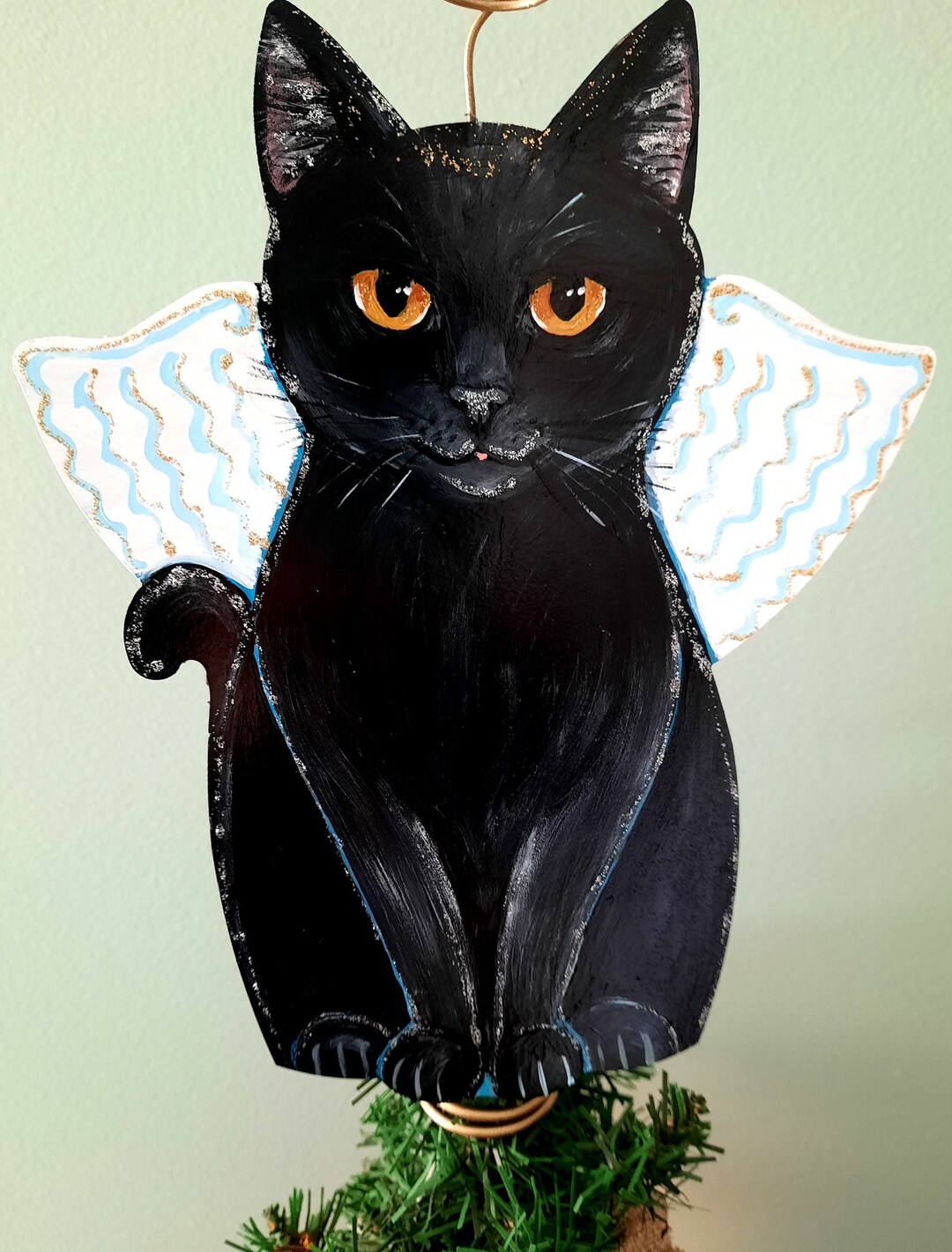 Black Cat Tree Topper Cat Christmas Tree Topper Cat Lover Etsy
