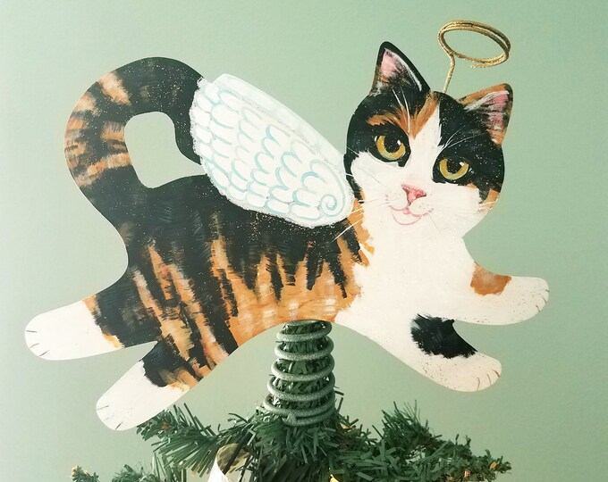 Calico Cat Tree Topper, Cat Christmas Tree Topper, Cat Memorial, Cat Angel, Cat Lover Gift Etsy
