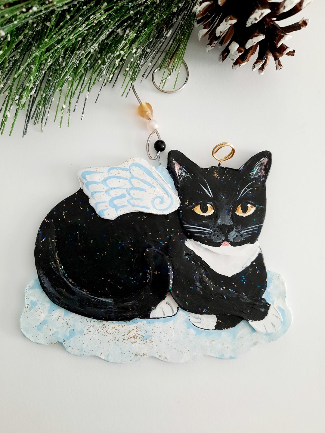 Tuxedo Cat Angel Ornament Cat Memorial Gift Christmas Cat Etsy