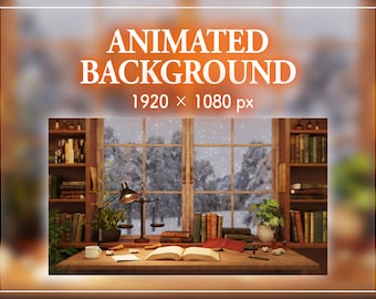 Enchanting Snowy Day Study Room | Full HD Looping Animated Background for VTubers