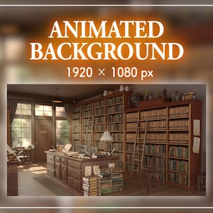 Cozy Antique Library – Animated Background for VTubers & Streamers