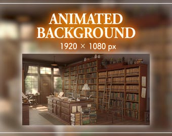 Cozy Antique Library – Animated Background for VTubers & Streamers
